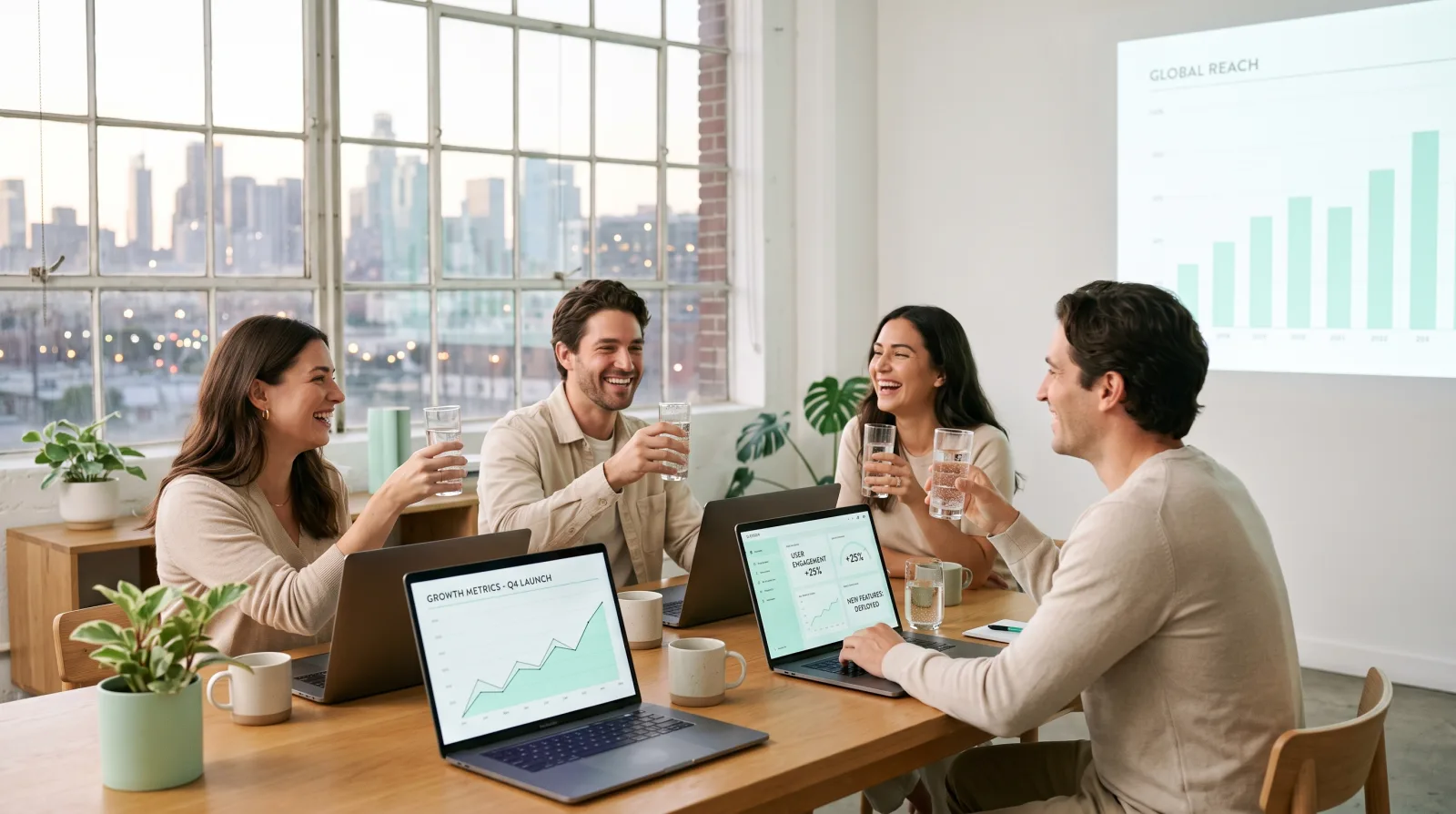 The small product team behind the Cliqer software presentation clicker at work in the studio